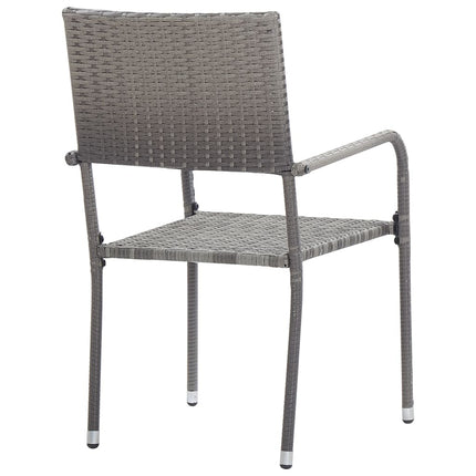 Lot de 2 chaises de jardin empilables en résine tressée grise