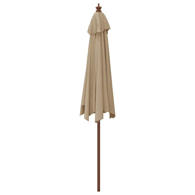 Parasol de jardin avec mât en bois taupe 299 x 240 cm