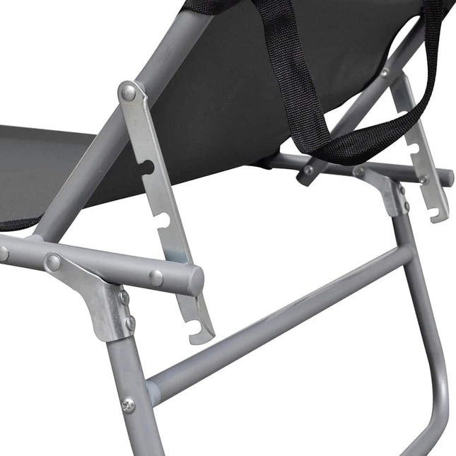 Transat pliable avec auvent acier gris