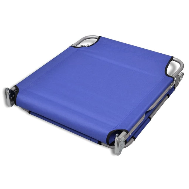 Transat pliant bleu avec coussin de tête et dossier réglable