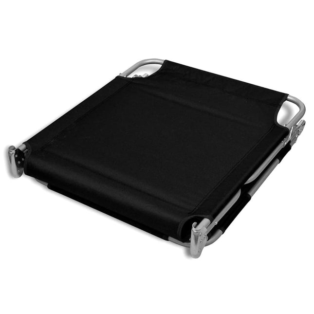 Transat pliant noir avec coussin de tête et dossier réglable