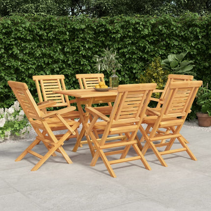 Table de jardin 120 cm avec 6 chaises pliantes en teck massif