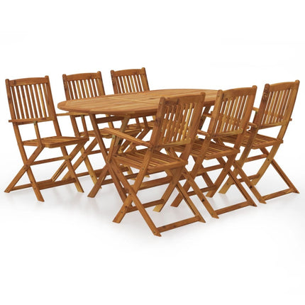 Table ovale et 6 chaises pliantes de jardin en bois d'acacia massif 160 cm