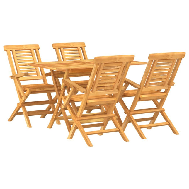 Table de jardin 120 cm avec 4 chaises pliantes en teck massif