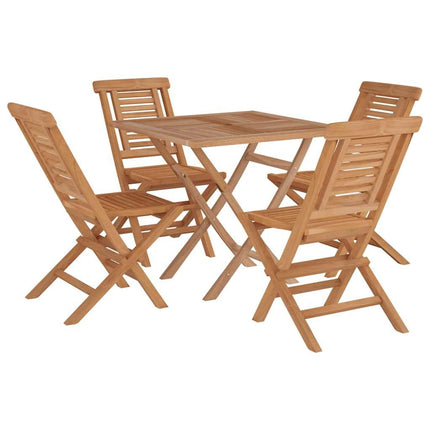Table pliante de jardin 85 cm et 4 chaises de jardin pliantes en teck massif