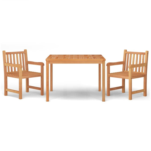 Table et 2 chaises de jardin en teck massif 110 cm