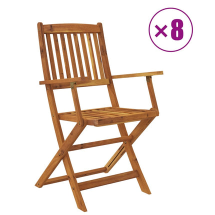 Table ovale et 8 fauteuils pliants de jardin en bois d'acacia massif 160 cm