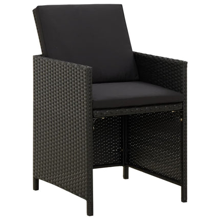 Table et fauteuils de jardin 8 places en résine tressée noire