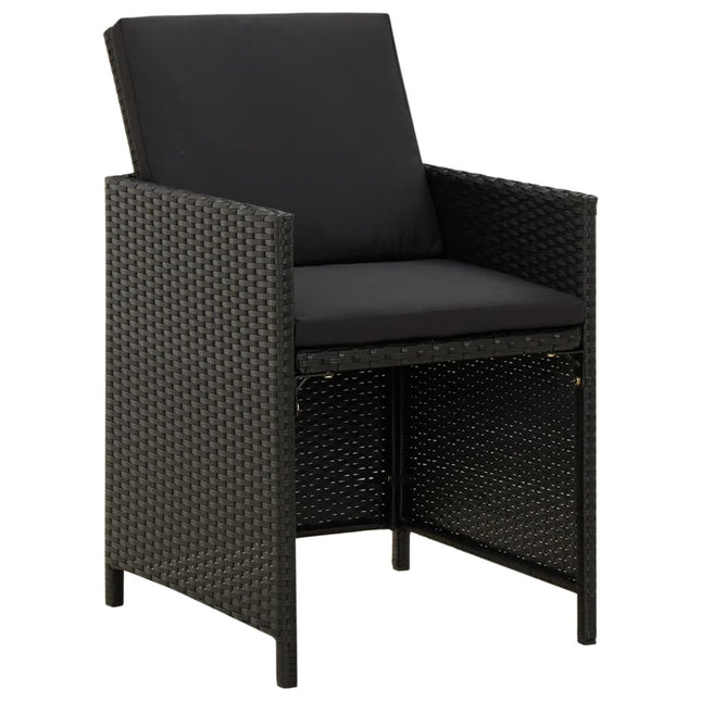 Table et fauteuils de jardin 8 places en résine tressée noire