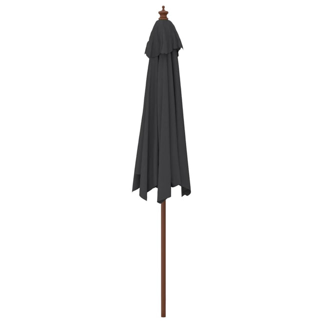 Parasol de jardin avec mât en bois noir 299 x 240 cm
