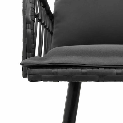 Banc de jardin 2 places avec coussins crème en résine tressée anthracite