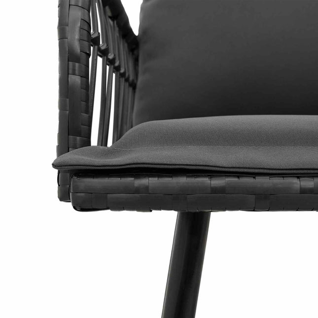 Banc de jardin 2 places avec coussins crème en résine tressée anthracite