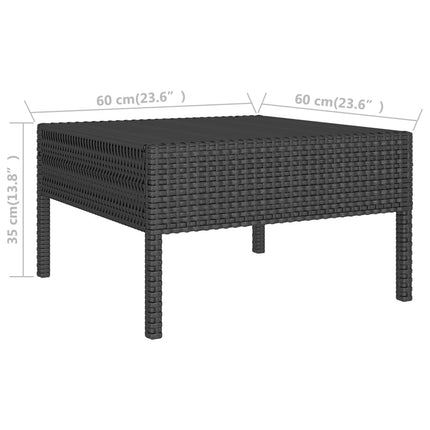 Salon de jardin avec coussins résine tressée noire et table d'appoint