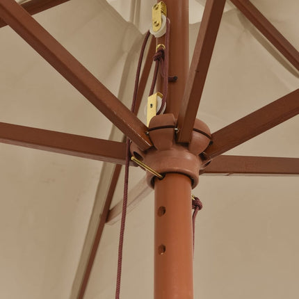Parasol de jardin avec mât en bois taupe 299 x 240 cm