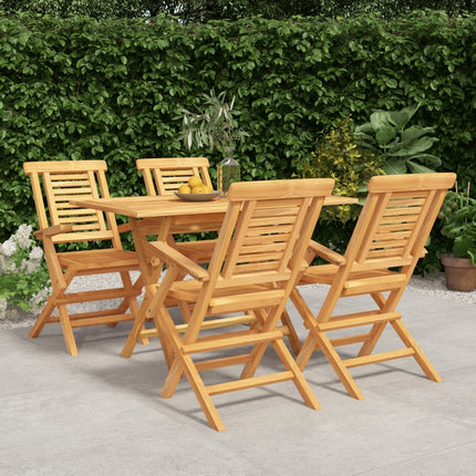 Table de jardin 120 cm avec 4 chaises pliantes en teck massif