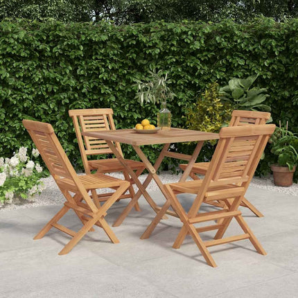 Table pliante de jardin 85 cm et 4 chaises de jardin pliantes en teck massif