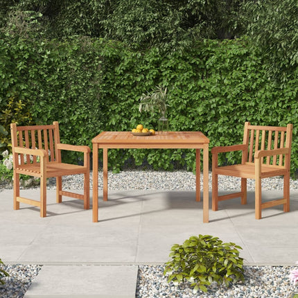 Table et 2 chaises de jardin en teck massif 110 cm