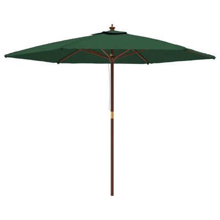 Parasol de jardin avec mât en bois vert 299 x 240 cm