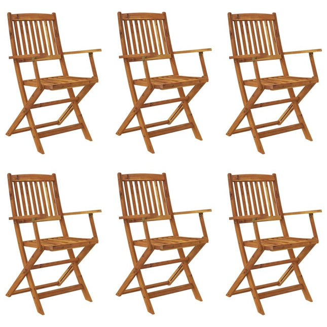 Table ovale et 6 chaises pliantes de jardin en bois d'acacia massif 160 cm