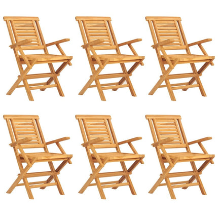 Table de jardin 120 cm avec 6 chaises pliantes en teck massif