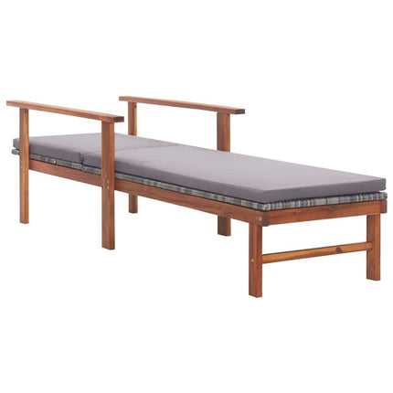 Bain de soleil avec coussin en résine tressée gris et bois d'acacia