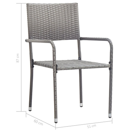 Lot de 2 chaises de jardin empilables en résine tressée grise