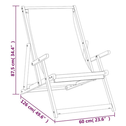 Chaise de plage pliable teck massif crème