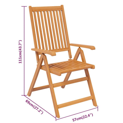 Table extensible 160 à 240 cm et 8 chaises avec accoudoirs multipositions en bois d'acacia massif