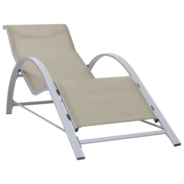 Bain de soleil en textilène crème et aluminium