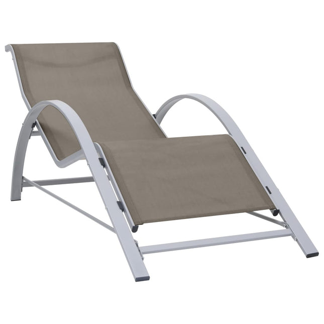 Bain de soleil en textilène taupe et aluminium