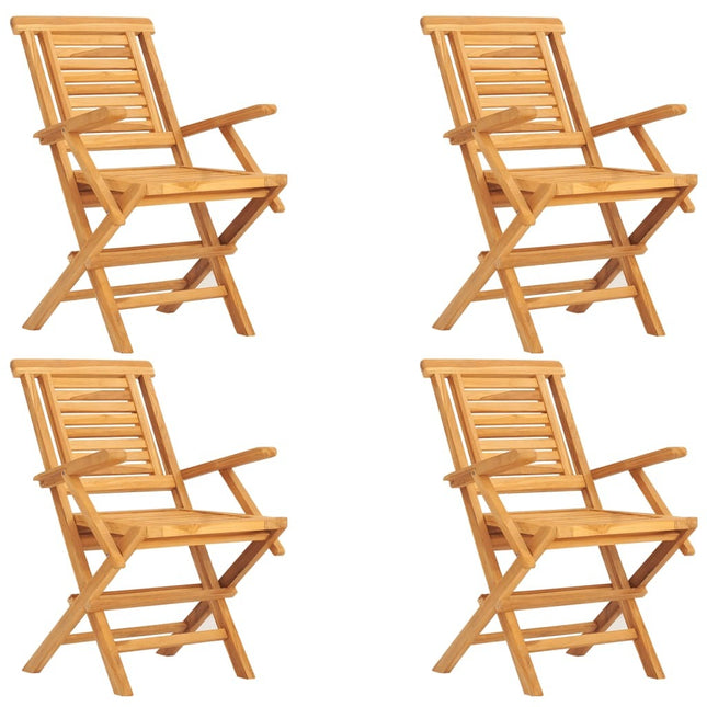 Table de jardin 120 cm avec 4 chaises pliantes en teck massif