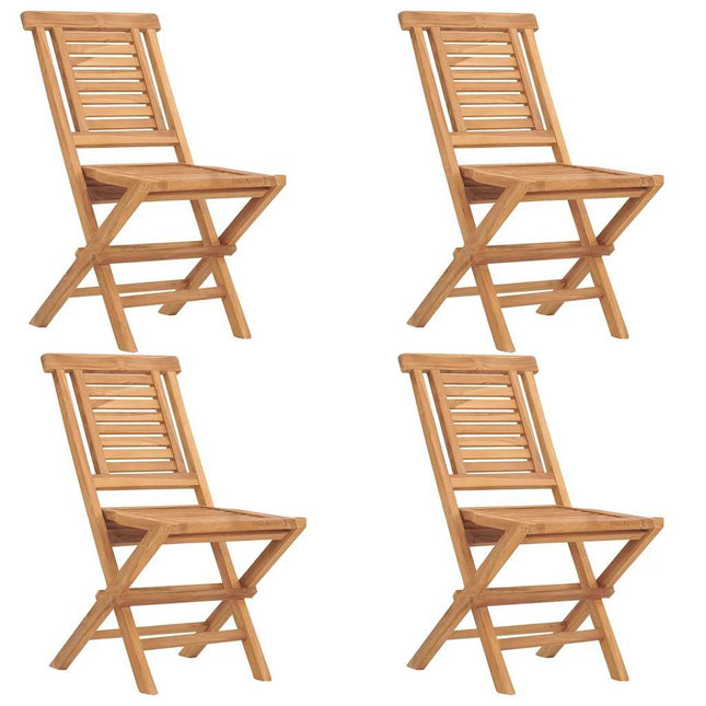 Table pliante de jardin 85 cm et 4 chaises de jardin pliantes en teck massif