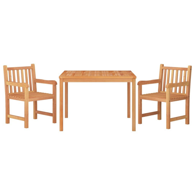 Table et 2 chaises de jardin en teck massif 110 cm