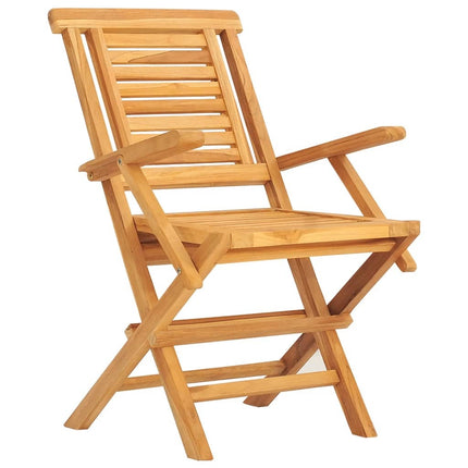 Table de jardin 120 cm avec 6 chaises pliantes en teck massif