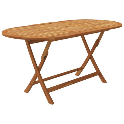 Table ovale et 8 fauteuils pliants de jardin en bois d'acacia massif 160 cm