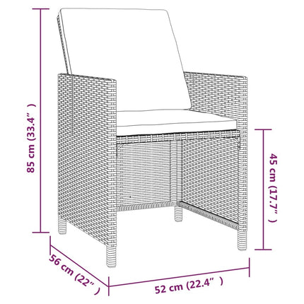 Table et fauteuils de jardin 8 places en résine tressée noire