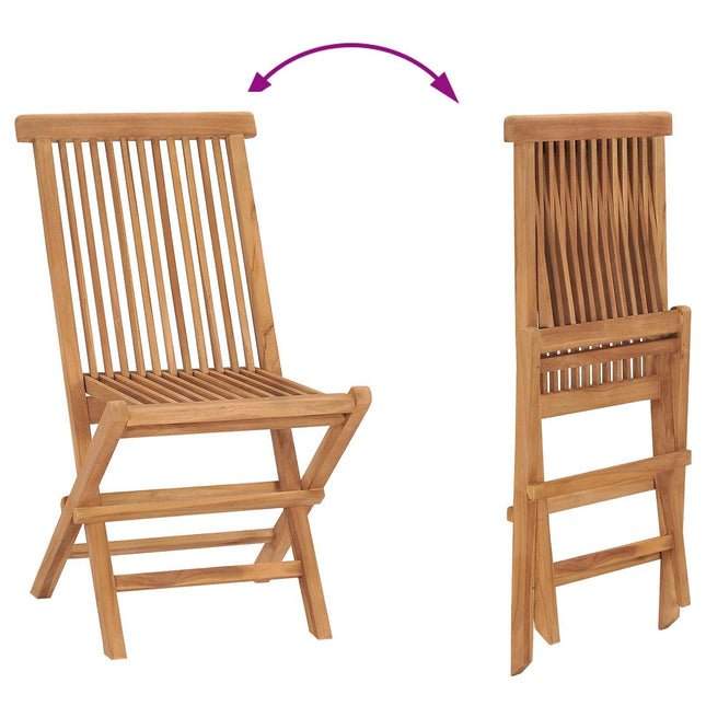 Table de jardin pliante 85 cm et 2 chaises pliantes en teck massif