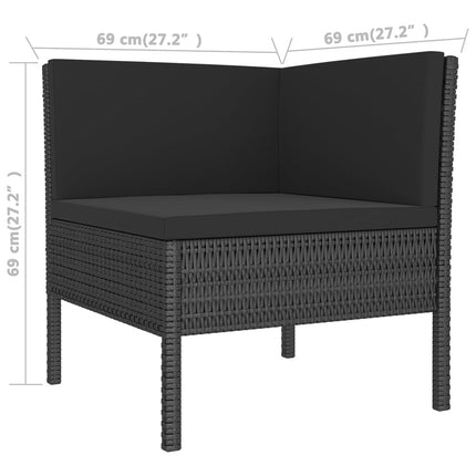 Salon de jardin avec coussins résine tressée noire et table d'appoint