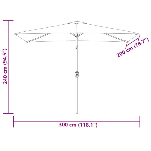 Parasol 200 x 300 cm blanc sable rectangulaire