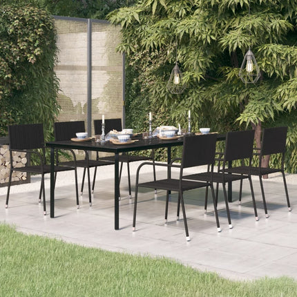 Table repas extérieure en acier noir et verre 200 x 100 cm