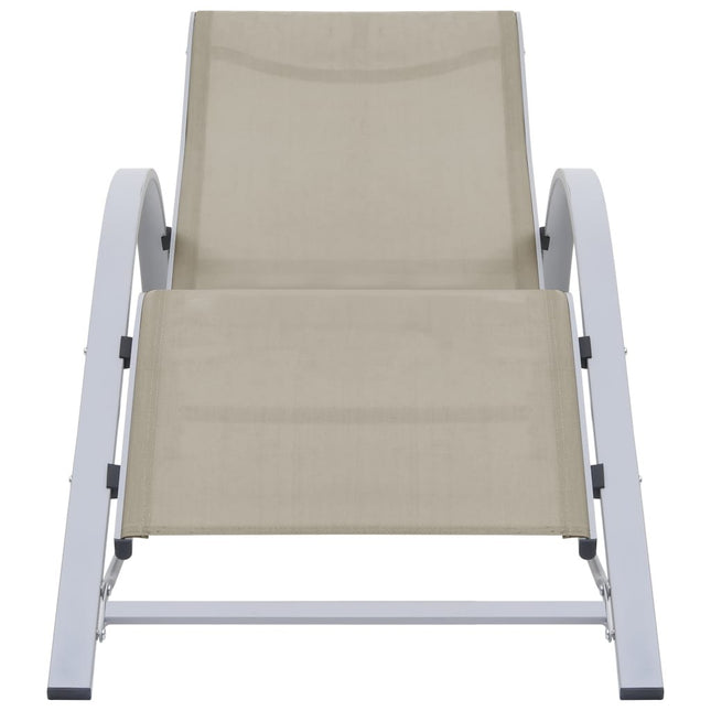 Bain de soleil en textilène crème et aluminium