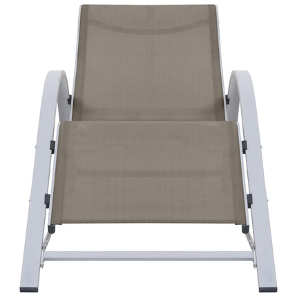 Bain de soleil en textilène taupe et aluminium