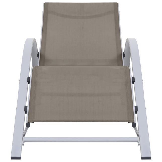 Bain de soleil en textilène taupe et aluminium