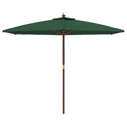 Parasol de jardin avec mât en bois vert 299 x 240 cm