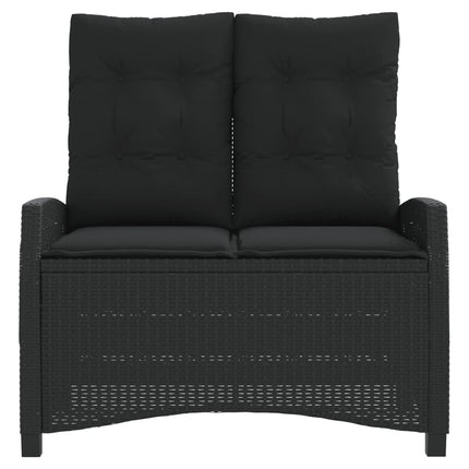 Banc inclinable de jardin avec coussins noirs résine tressée