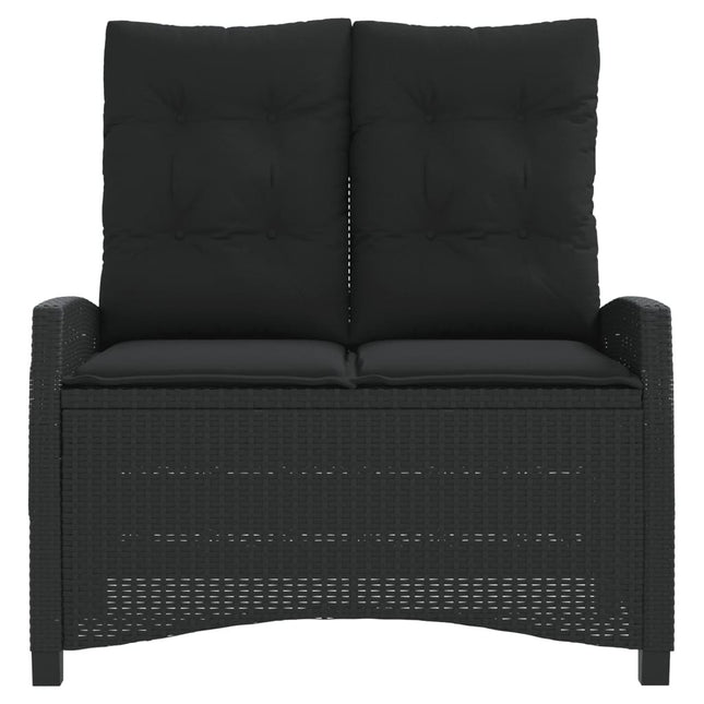 Banc inclinable de jardin avec coussins noirs résine tressée