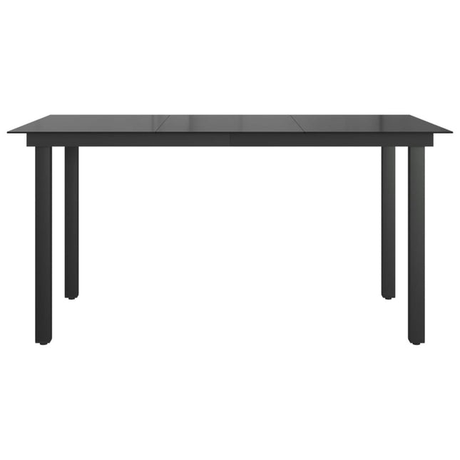 Table repas extérieure en aluminium noir et verre 150 x 90 cm