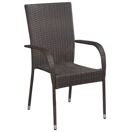 Table et 8 chaises de jardin en résine tressée marron et acacia massif