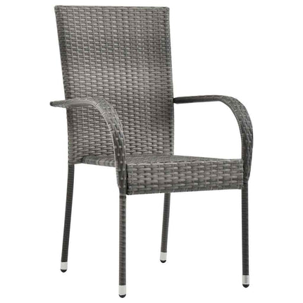 Table et 8 chaises de jardin en résine tressée grise et acacia massif