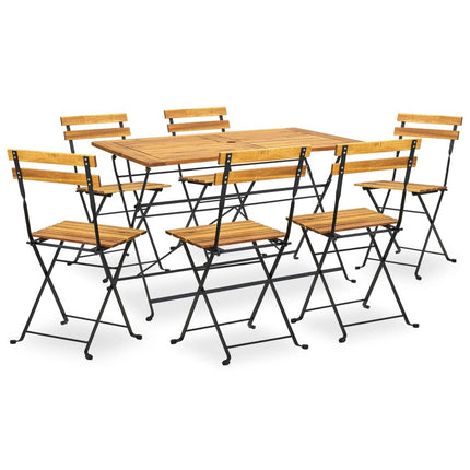 Table et 6 chaises pliantes de jardin en bois d'acacia massif et acier